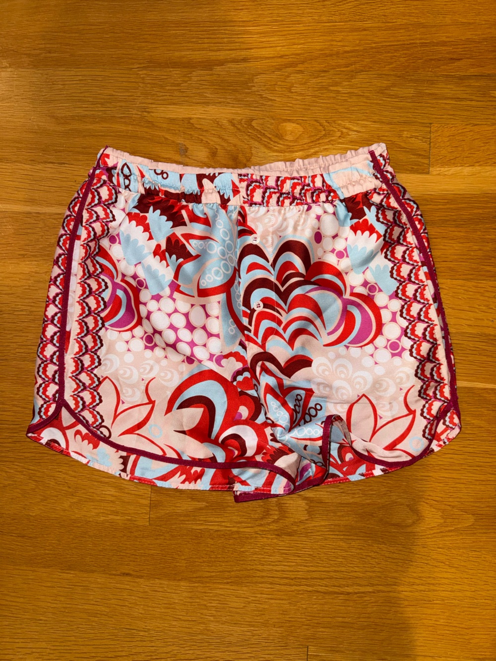 Zara Red & Pink Patterned Mini Shorts